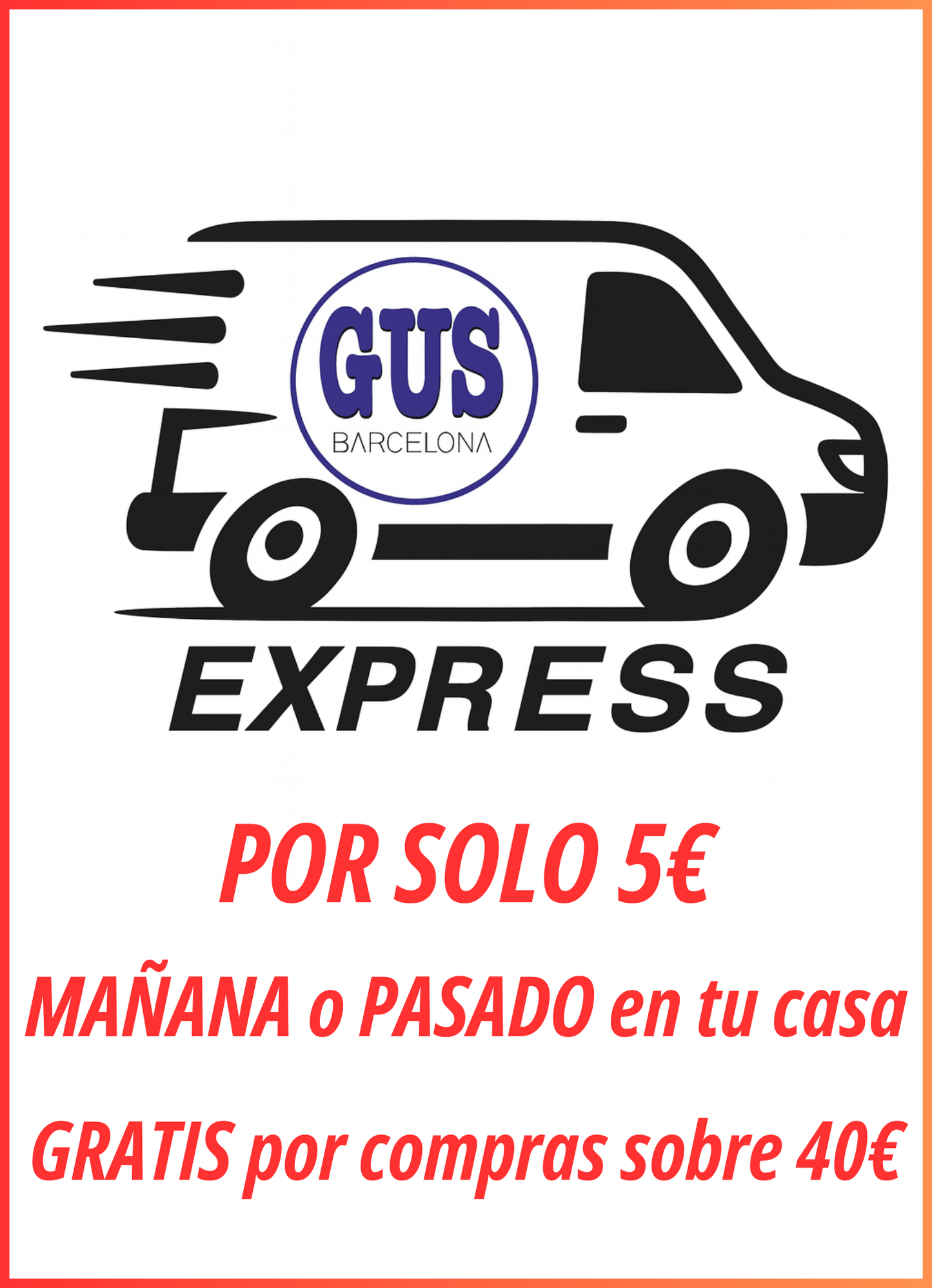 Envío exprés a solo 5€. Mañana o pasado en tu casa. Gratis por compras sobre 40€.
