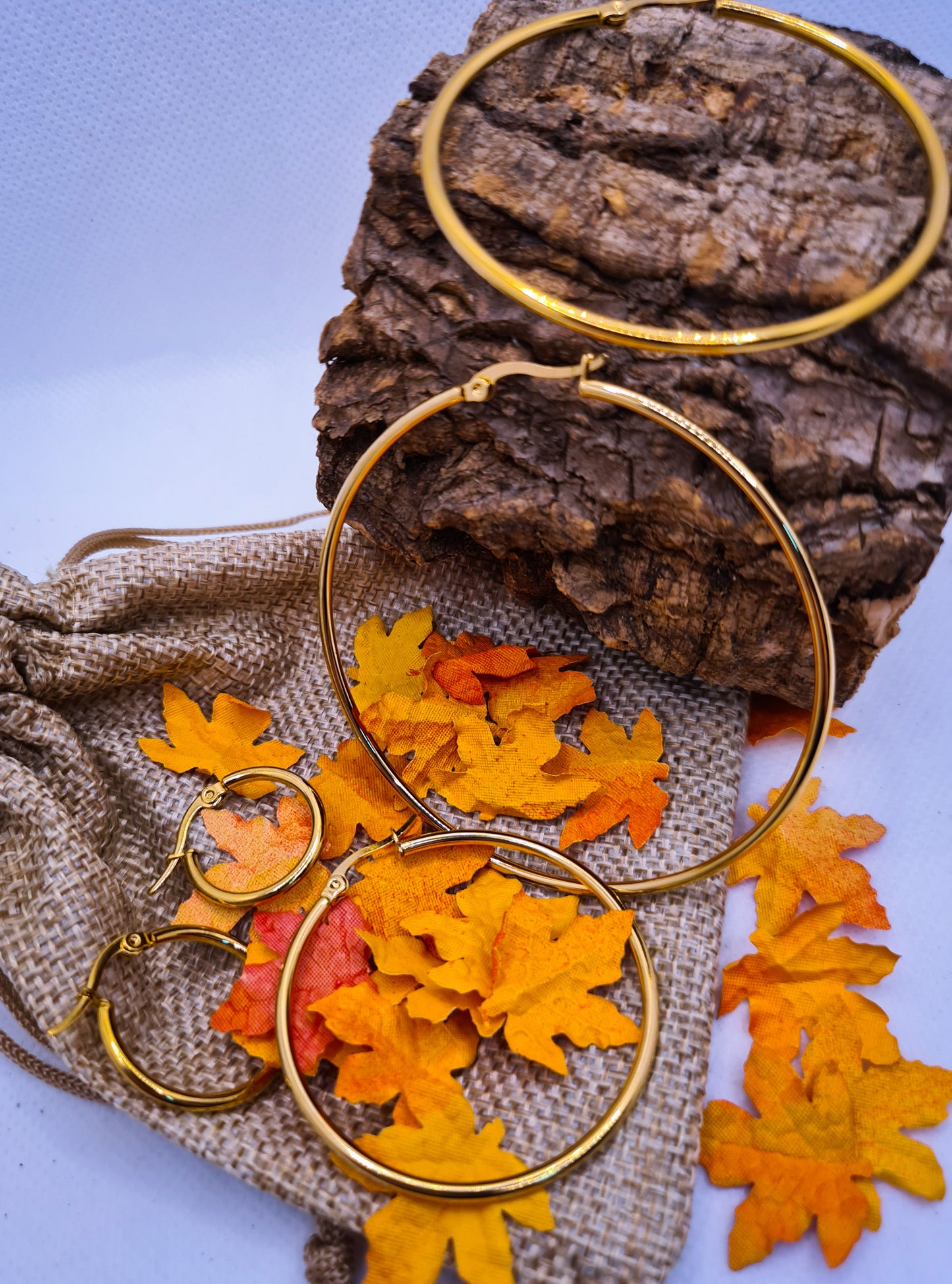 Pack de Aros Acero Inoxidable dorados en varias medidas.