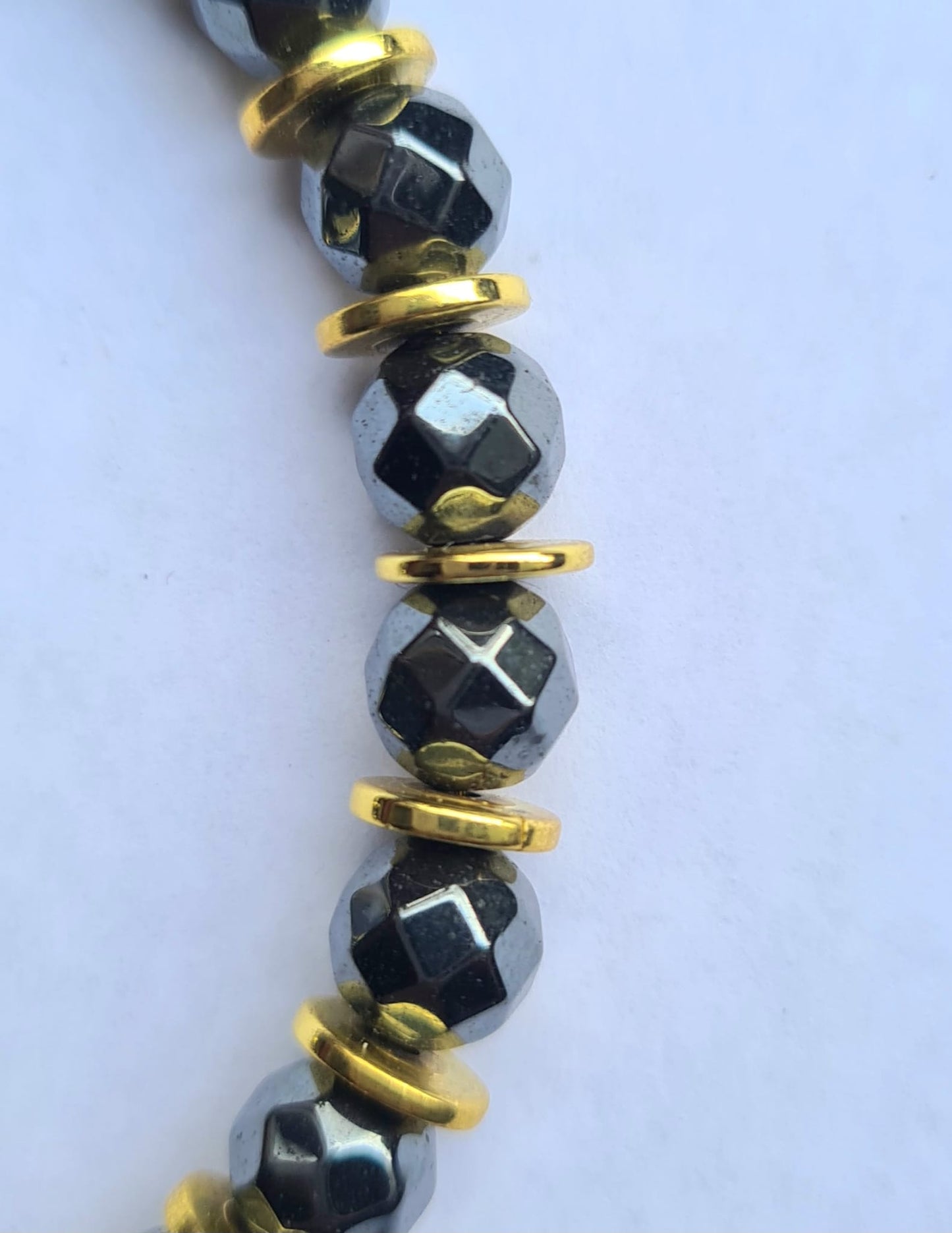 Pulsera de Hematite y discos de acero para mujer.