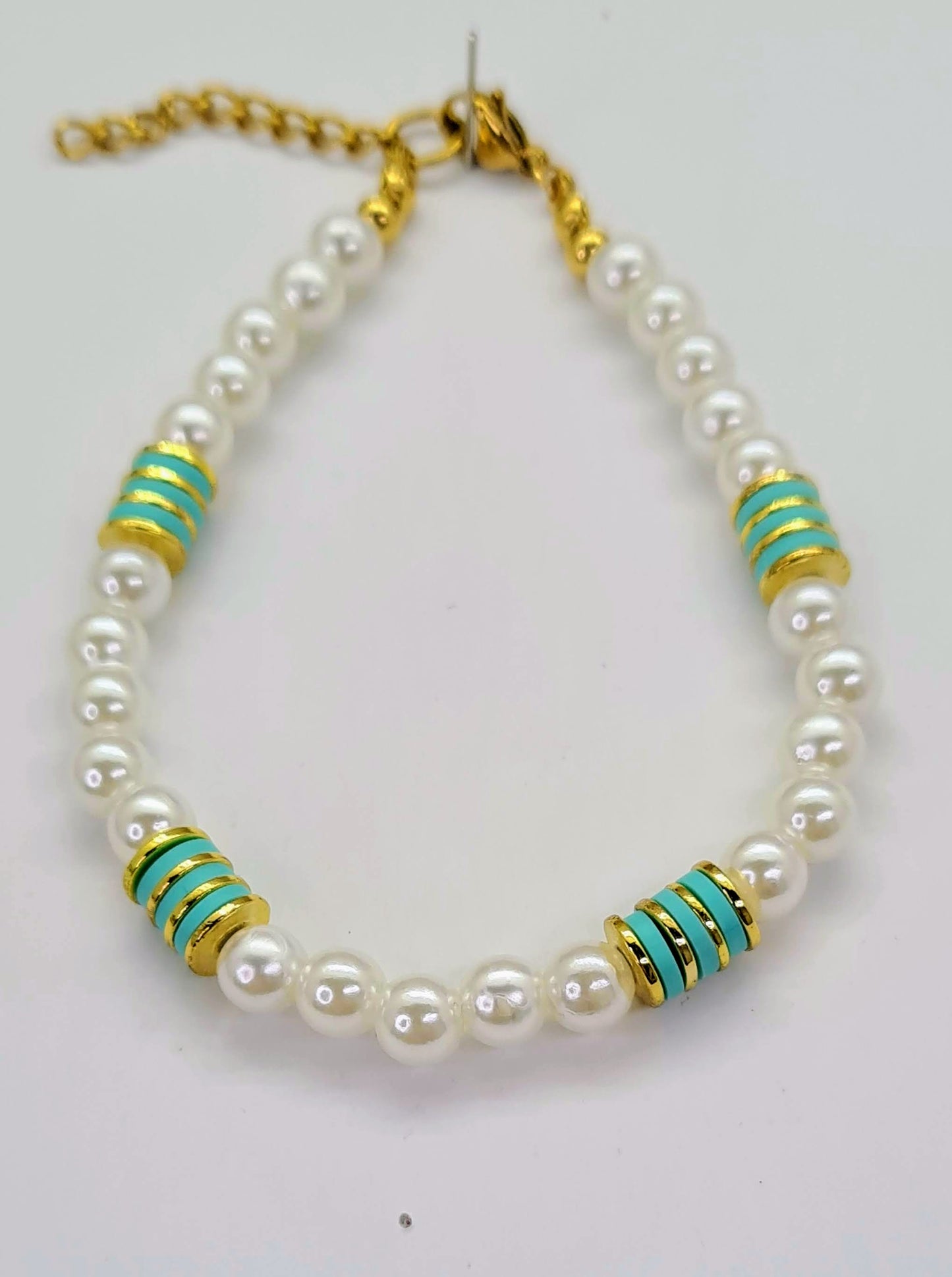 Pulsera de Perlas de agua dulce y Discos de Cerámica Verde para mujer.