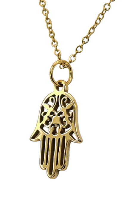 Colgante dorado Mano de Fátima - compra hoy y recibe mañana en tu casa. Envío Gratis