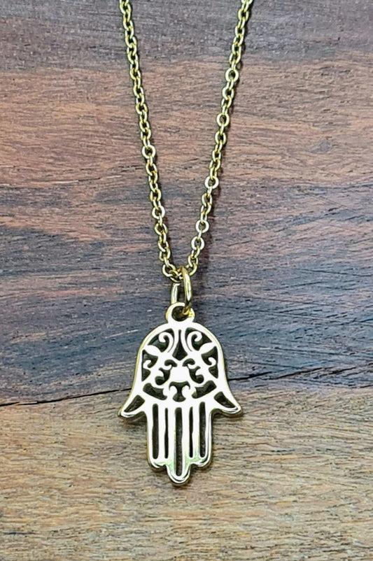 Colgante dorado Mano de Fátima - compra hoy y recibe mañana en tu casa. Envío Gratis