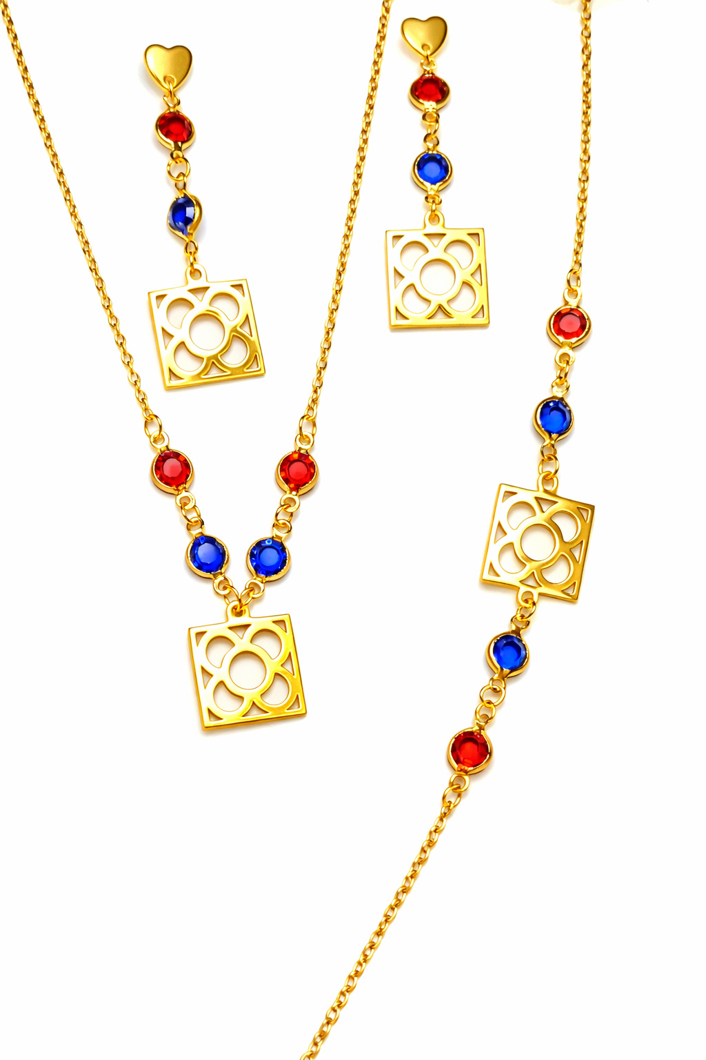 Conjunto Panot Blaugrana de acero inoxidable con cristales para mujer.