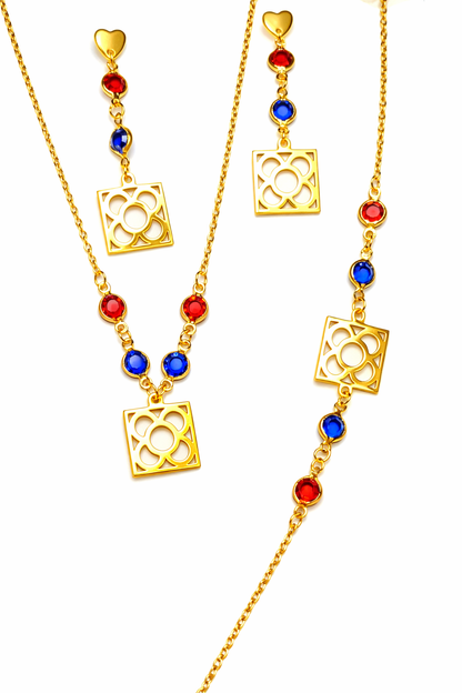 Conjunto Panot Blaugrana de acero inoxidable con cristales para mujer.