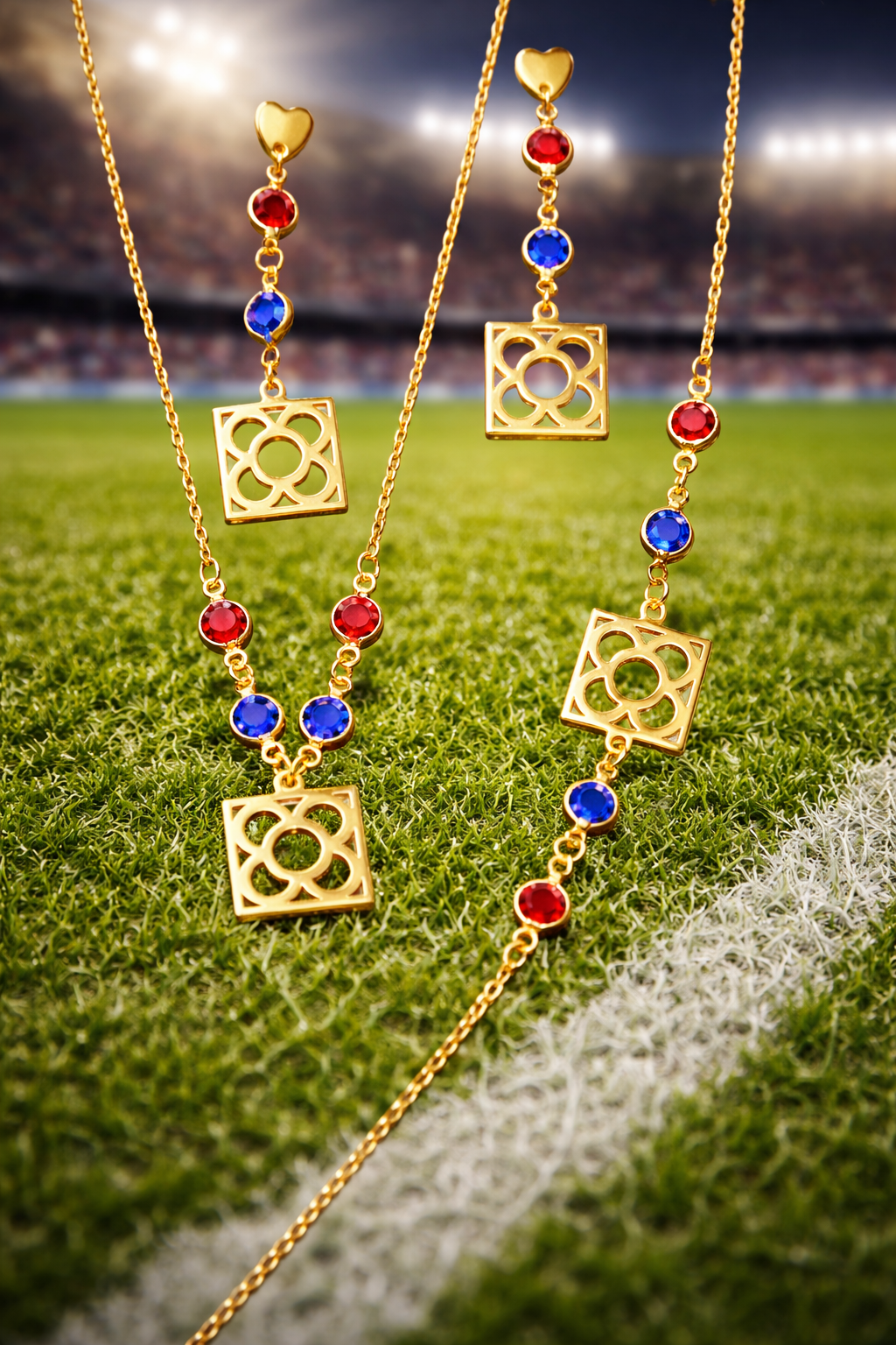 Conjunto Panot Blaugrana de acero inoxidable con cristales para mujer.