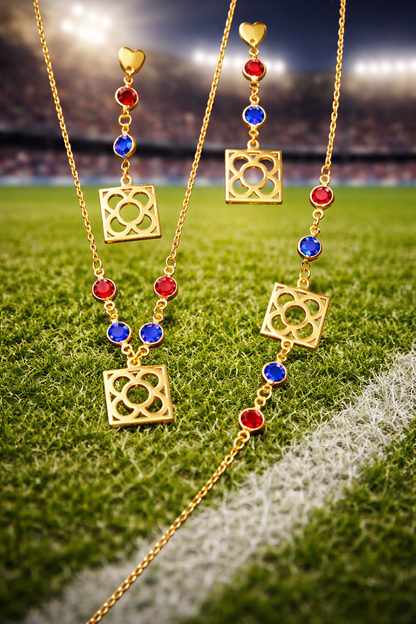 Conjunto Panot Blaugrana de acero inoxidable con cristales para mujer.