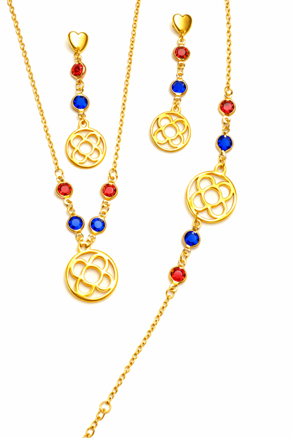 Conjunto Panot Blaugrana circular de acero inoxidable con cristales para mujer.