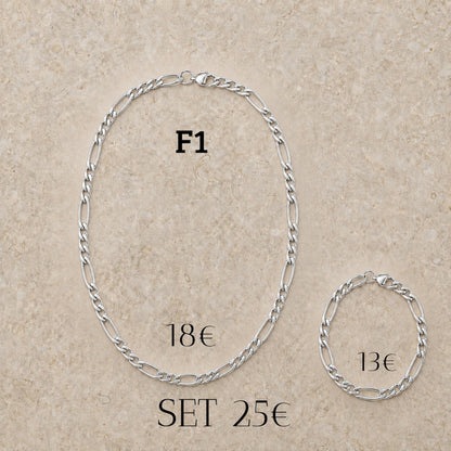 Cadena y pulsera Fígaro 4mm | Acero Inoxidable | (ref. F1)