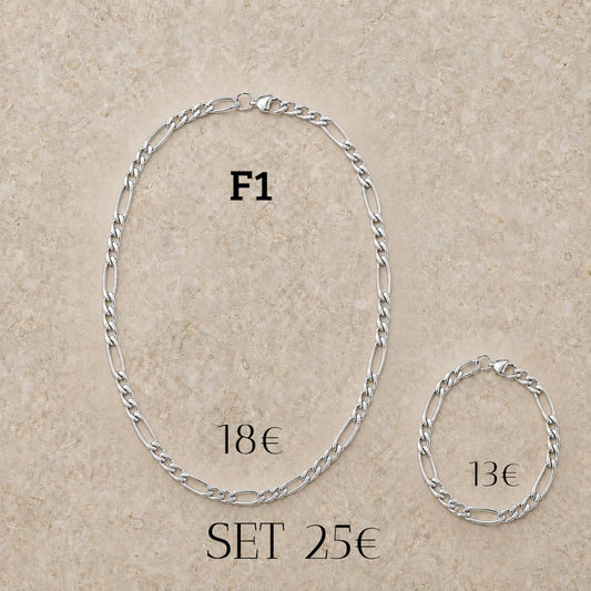 Cadena y pulsera Fígaro 4mm | Acero Inoxidable | (ref. F1)
