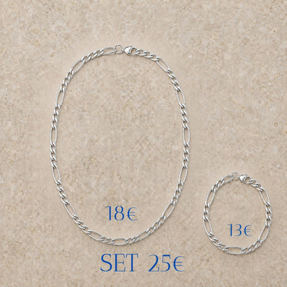 Cadena y pulsera Fígaro 4mm | Acero Inoxidable