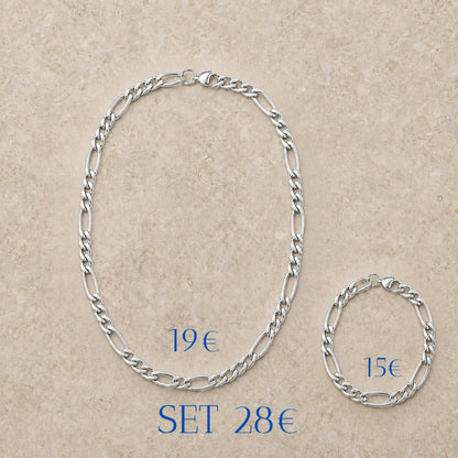 Cadena y pulsera Fígaro 5mm | Acero Inoxidable
