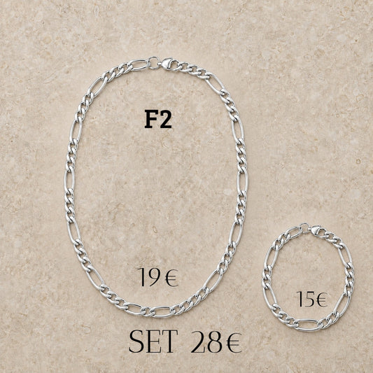 Cadena y pulsera Fígaro 5mm | Acero Inoxidable | (ref. F2)