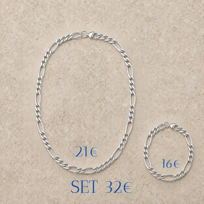 Cadena y pulsera Fígaro 7mm | Acero Inoxidable