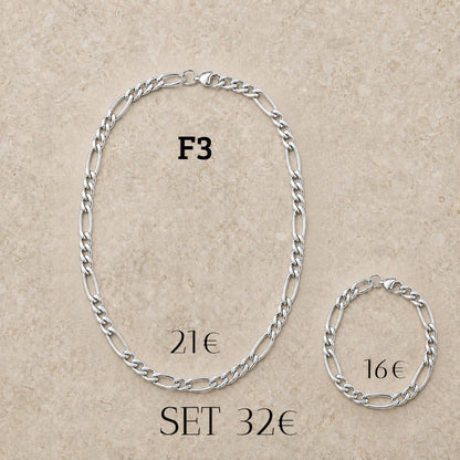 Cadena y pulsera Fígaro 7mm | Acero Inoxidable | (ref. F3)
