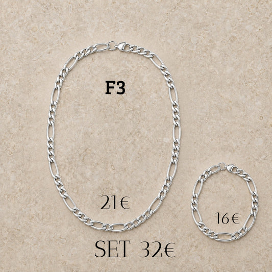 Cadena y pulsera Fígaro 7mm | Acero Inoxidable | (ref. F3)