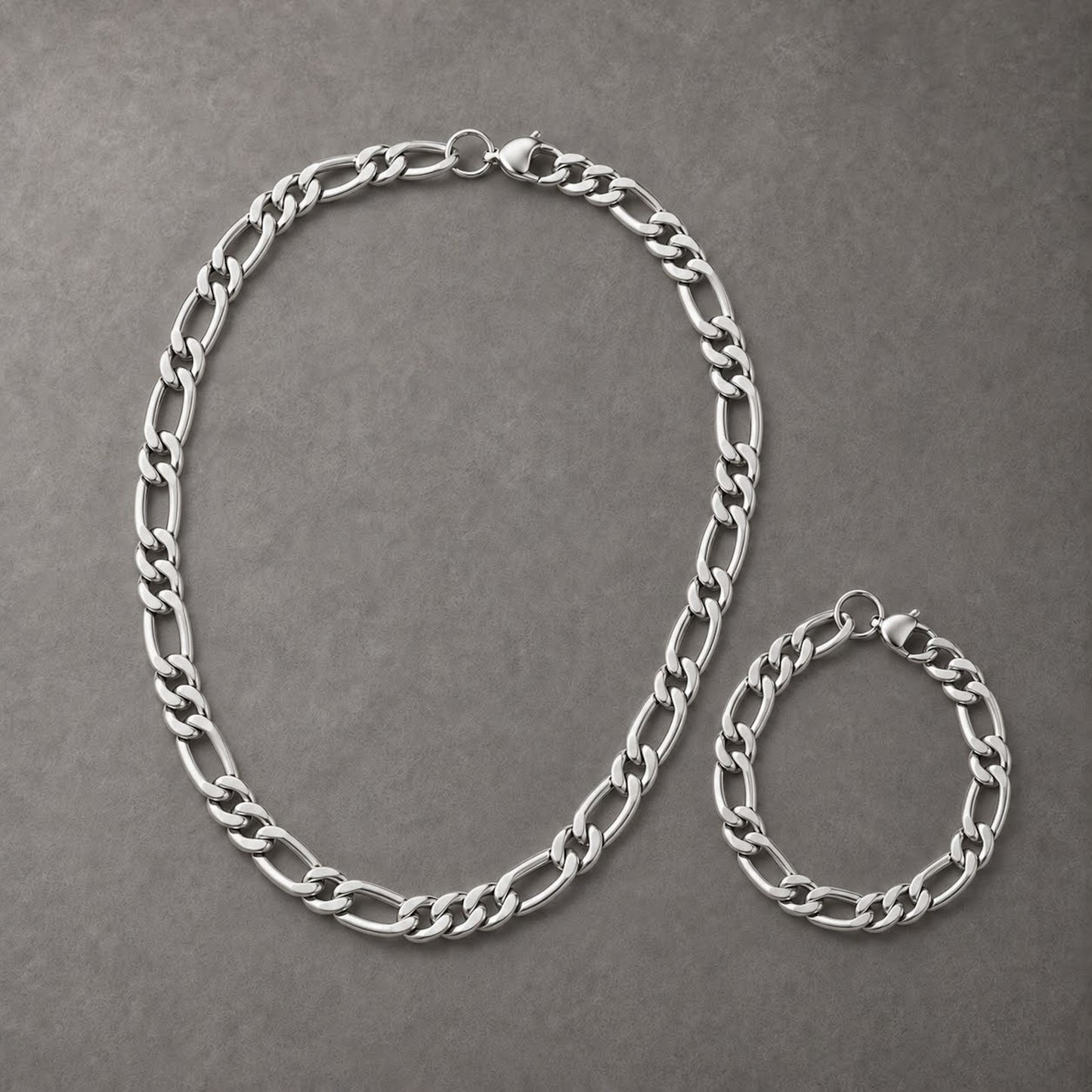 Cadena y pulsera Fígaro 9mm | Acero Inoxidable