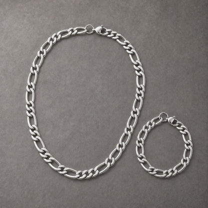 Cadena y pulsera Fígaro 9mm | Acero Inoxidable