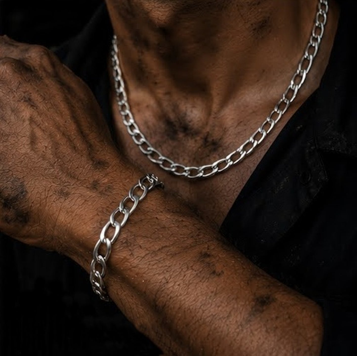 Cadena y pulsera Fígaro 9mm | Acero Inoxidable