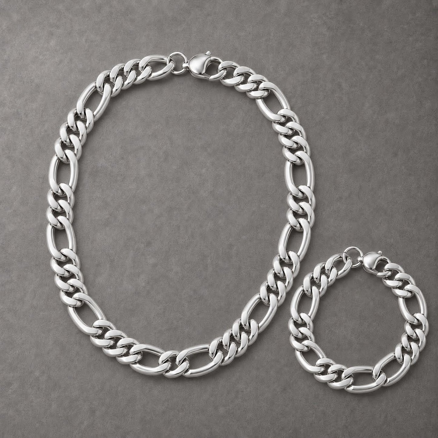 Cadena y pulsera Fígaro 11mm | Acero Inoxidable