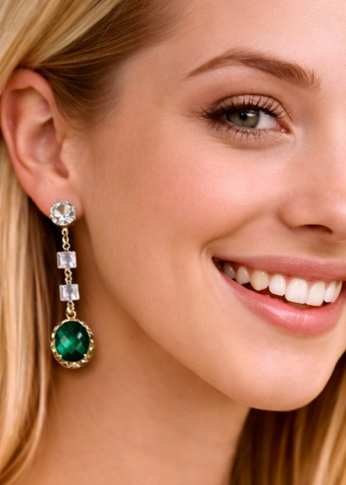 Pendientes Cristal y Lágrima – Acero Dorado- 3 modelos