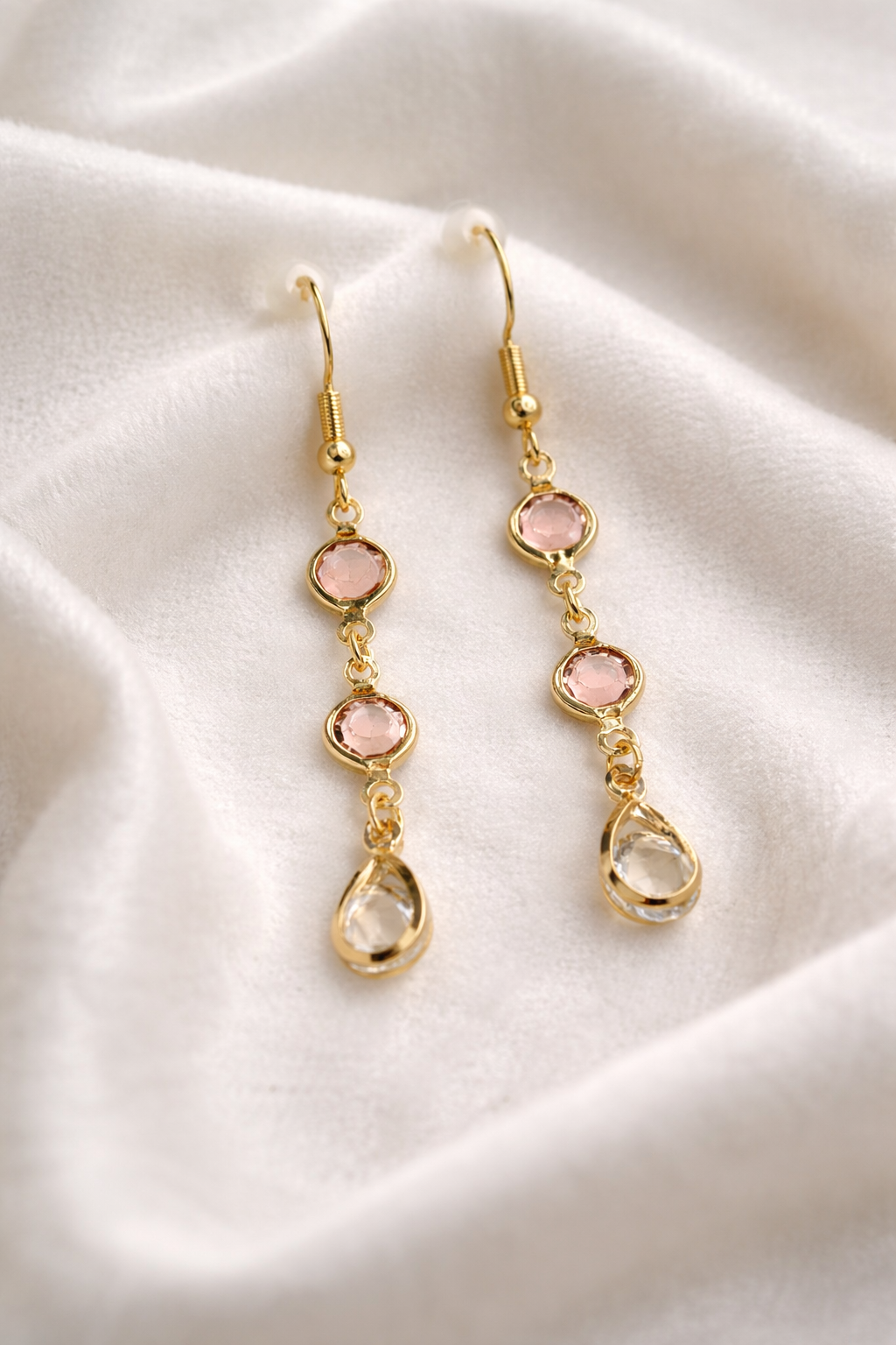 Pendientes largos dorados con cristales | pendientes lágrima mujer | earrings gold drop crystal | regalo mujer elegante