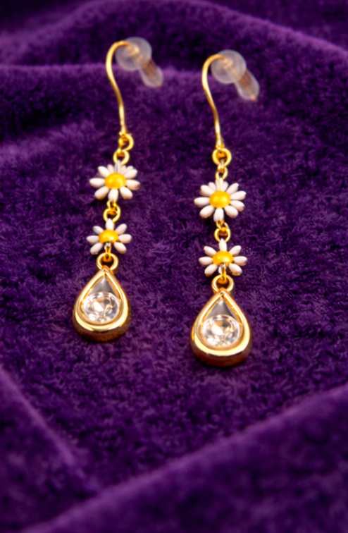 Pendientes largos dorados con cristales | pendientes lágrima mujer | earrings gold drop crystal | regalo mujer elegante