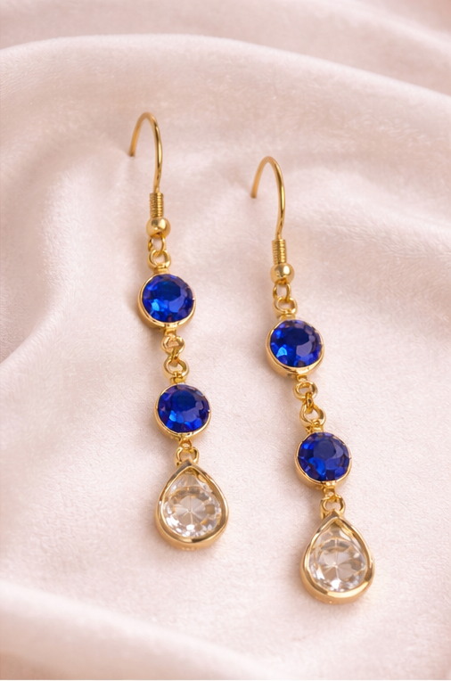 Pendientes largos dorados con cristales | pendientes lágrima mujer | earrings gold drop crystal | regalo mujer elegante