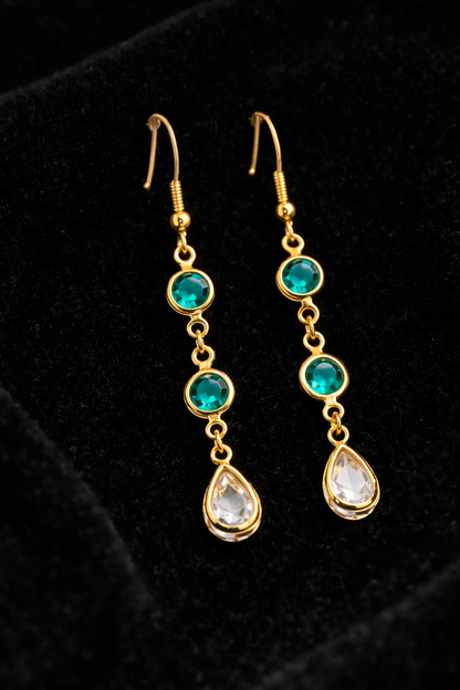 Pendientes largos dorados con cristales | pendientes lágrima mujer | earrings gold drop crystal | regalo mujer elegante