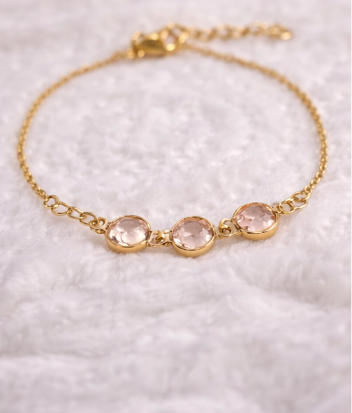 Pulsera de cristales en acero dorado | pulsera fina elegante mujer | Gus Barcelona