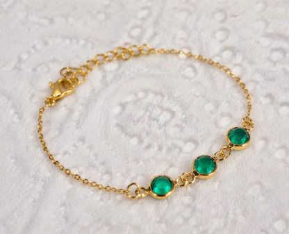 Pulsera de cristales en acero dorado | pulsera fina elegante mujer | Gus Barcelona