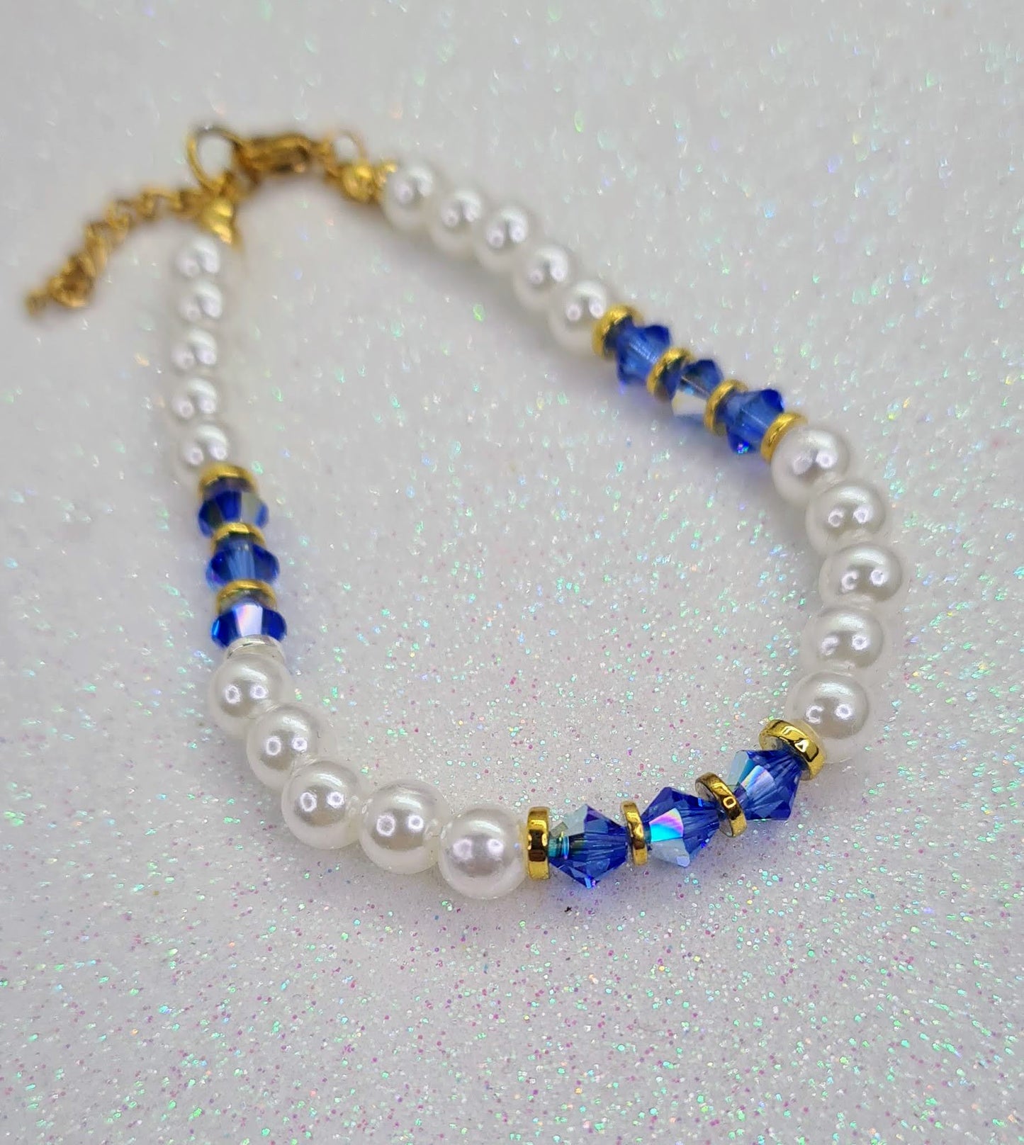Pulsera de Perlas de agua dulce y Cristal Tupi azul para mujer.