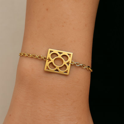 Pulsera Flor de Barcelona de acero inoxidable, artesanía hecha a mano, recuerdo de Barcelona.